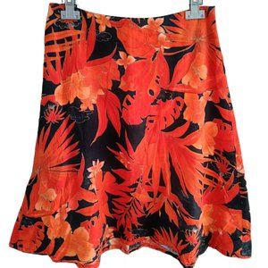 8 🌴 Monté Orange & Black Flaming Tropical A-Line Skirt